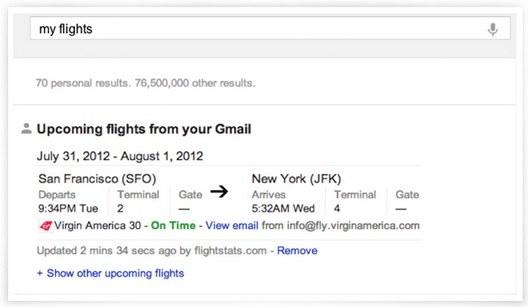 Gmail Content Included in Google Search Results